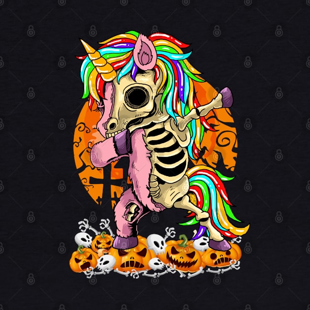 Unicorn Zombie Skeleton Dabbing Pumpkin Scary Halloween by wonderws